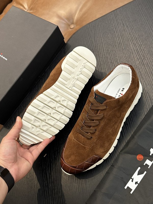 Kiton 남성 송아지 가죽 스니커즈 001-221668