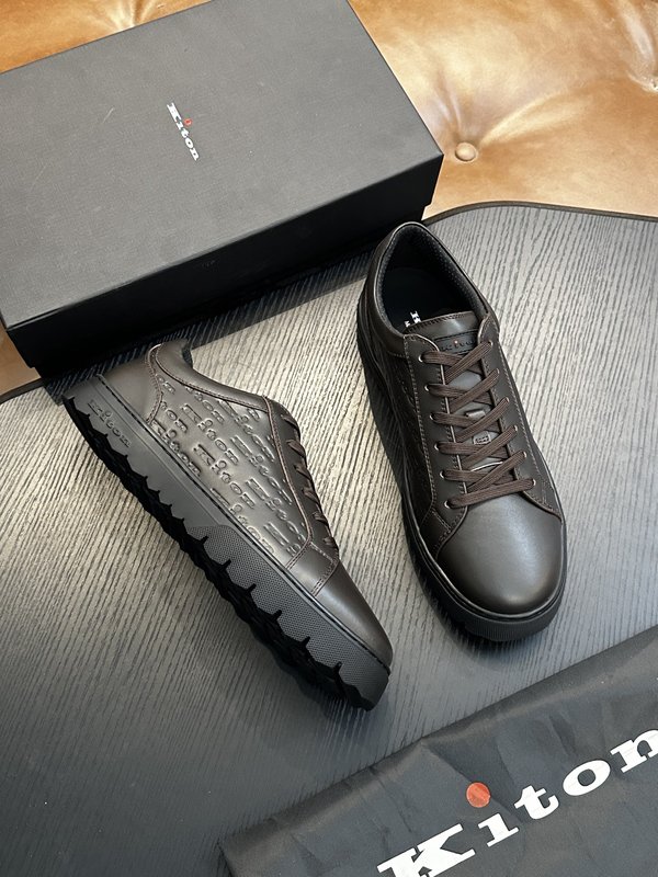 Kiton 남성 송아지 가죽 스니커즈 001-221674