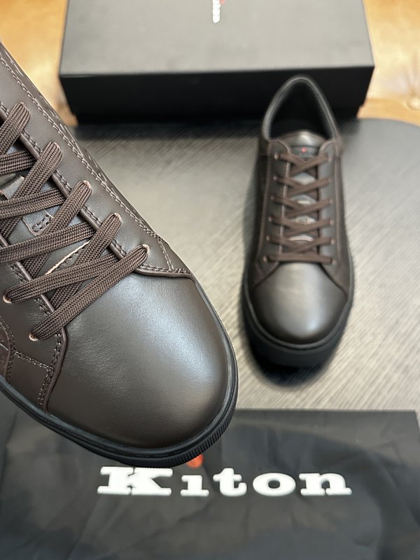 Kiton 남성 송아지 가죽 스니커즈 001-221674