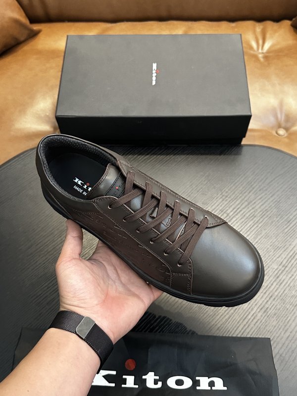 Kiton 남성 송아지 가죽 스니커즈 001-221674
