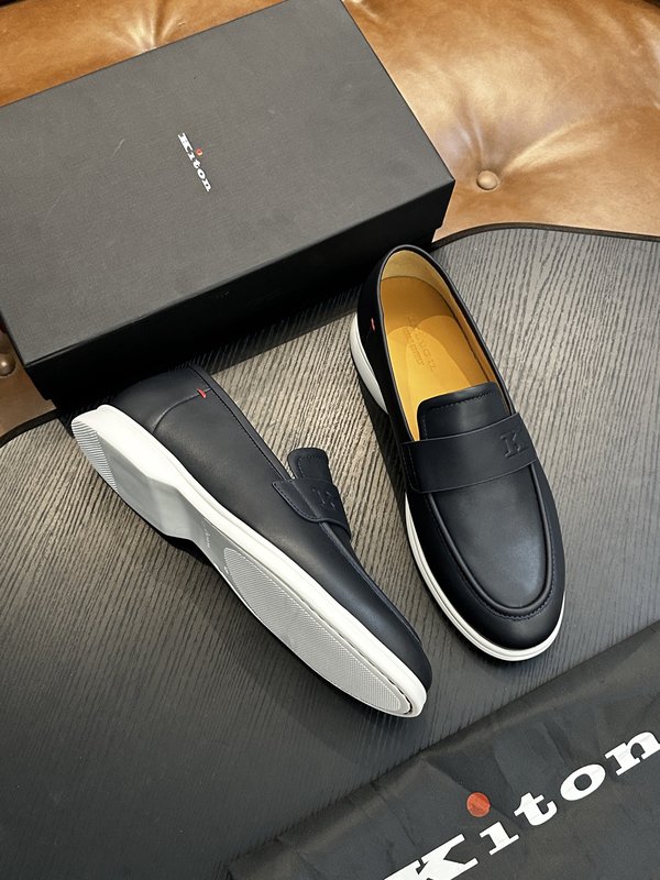 Kiton 남성 송아지 가죽 스니커즈 001-221692