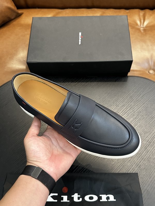 Kiton 남성 송아지 가죽 스니커즈 001-221692