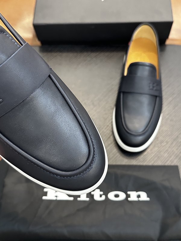 Kiton 남성 송아지 가죽 스니커즈 001-221692