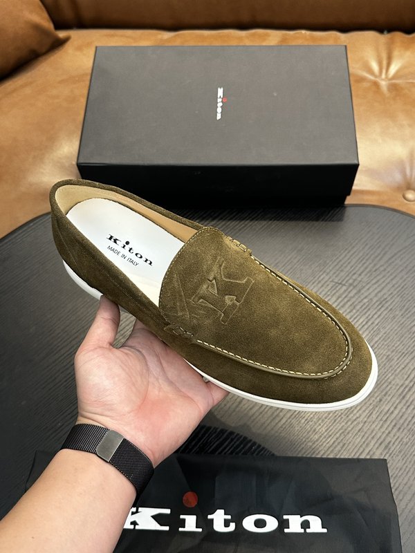 Kiton 남성 송아지 가죽 스니커즈 001-221707