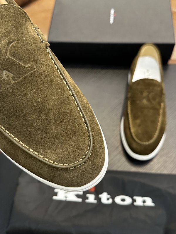 Kiton 남성 송아지 가죽 스니커즈 001-221707