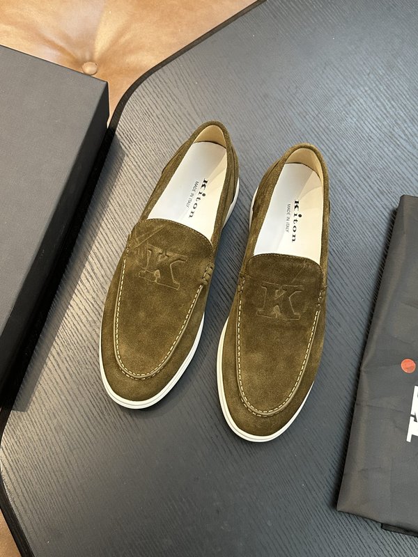 Kiton 남성 송아지 가죽 스니커즈 001-221707