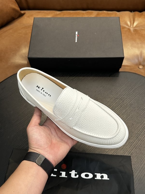 Kiton 남성 송아지 가죽 스니커즈 001-221715
