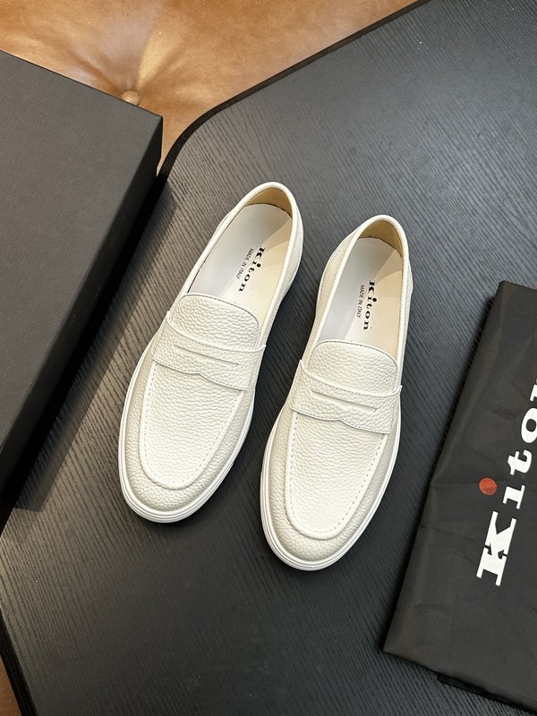 Kiton 남성 송아지 가죽 스니커즈 001-221715