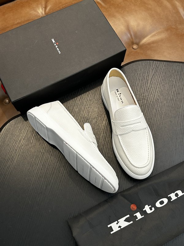 Kiton 남성 송아지 가죽 스니커즈 001-221715