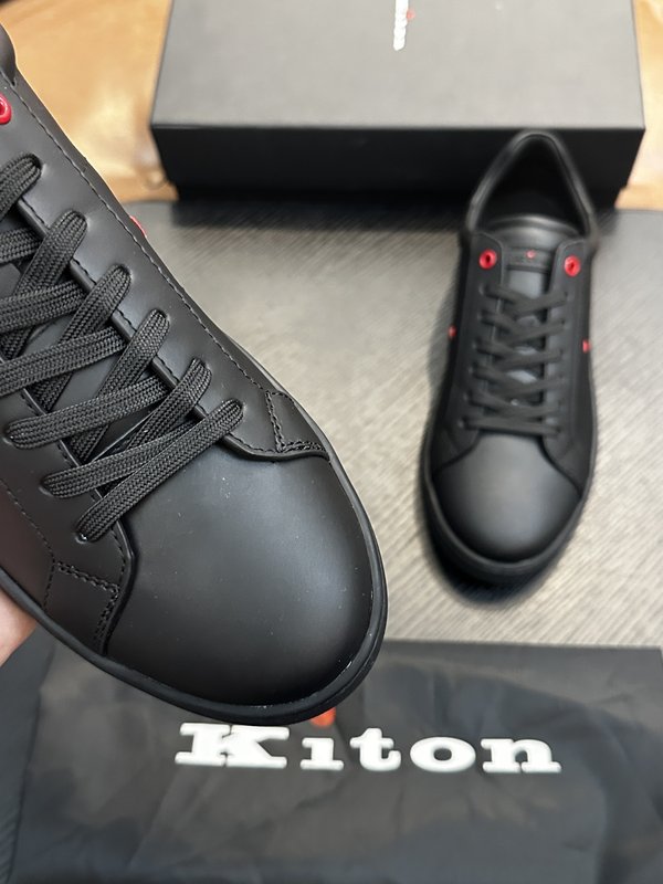 Kiton 남성 송아지 가죽 스니커즈 001-221718