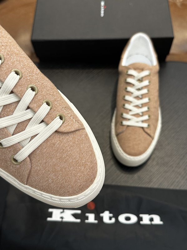 Kiton 남성 송아지 가죽 스니커즈 001-221726