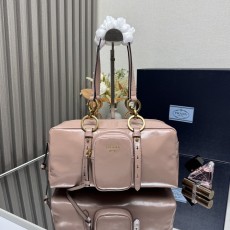 빈티지 오일드 가죽 기하학적 핸드백 001-221867