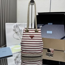 스트라이프 패브릭 버킷백 001-222206