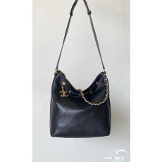 샤넬 빈티지 골드 실버 버클 호보 램스킨 백 001-222590