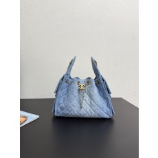 샤넬 스타일 라이트블루 데님 버킷백 001-222695