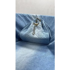 샤넬 봄여름 데님 히피백 광택 블랙 골드 001-222780