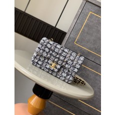 샤넬 블랙 앤 화이트 스팽글 트위드 백 001-222783