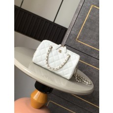 샤넬 화이트 캐비어 레더 보스턴 볼링백 001-222820