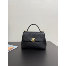 샤넬 블랙 퀼팅 핸들 플랩백 001-222858