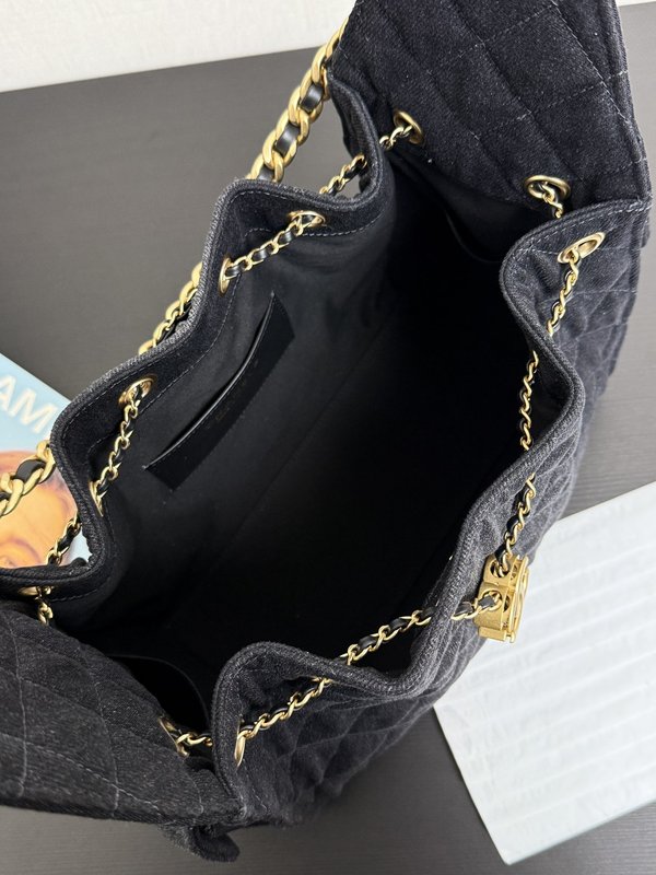 샤넬 스타일 워싱 데님 버킷백 001-222919