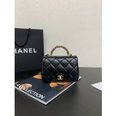 샤넬 블랙 트위스트 체인 핸들 플랩백 스몰 001-222926