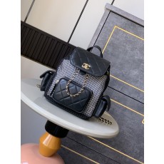샤넬 블랙골드 다이아몬드 퀼팅 메쉬 백팩 001-222962