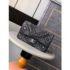 블랙 다이아몬드 풀 스톤 더블 플랩 한정판 핸드백 001-222975