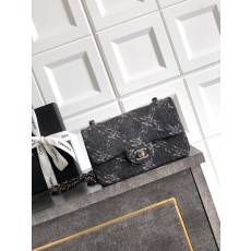 미니 블랙 데님 체인 숄더백 001-223074