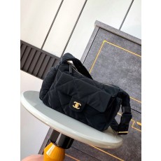 샤넬 나일론 블랙 골드 스키 시리즈 호보백 001-223101