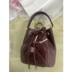 샤넬 와인레드 퀼팅 미니 버킷백 001-223104