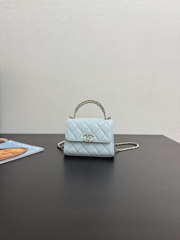 라이트블루 리치 그레인 가죽 핸드백 숄더백 001-223215