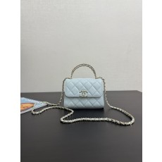 라이트블루 리치 그레인 가죽 핸드백 숄더백 001-223215