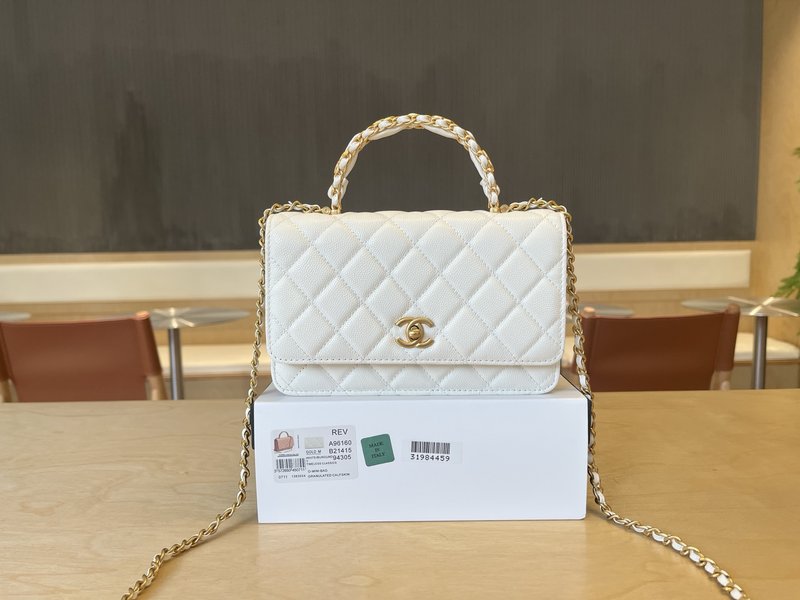 샤넬 더블 C 핸들 WOC 그레인 가죽 가방 001-223292