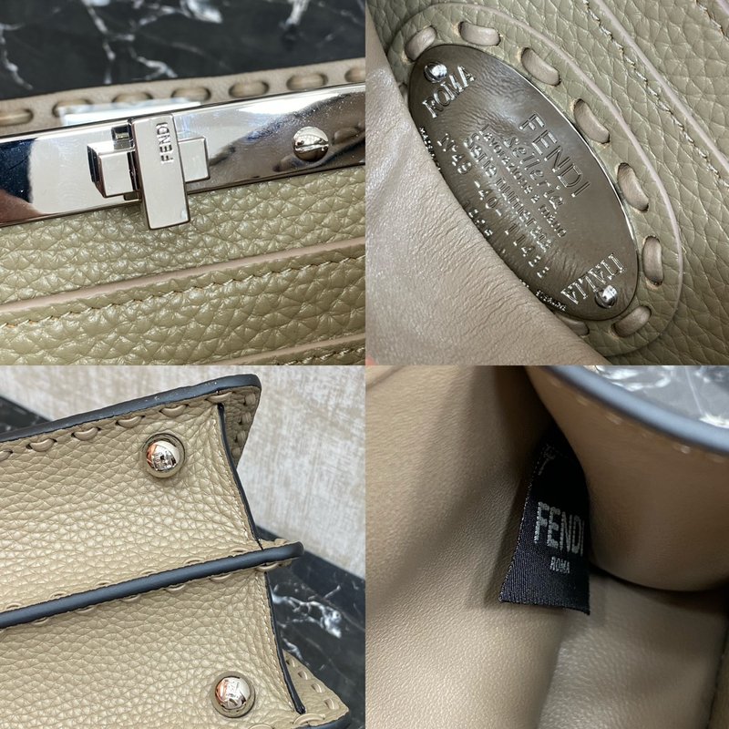 그레이 피카부 페티트 핸드스티치 아코디언 백 001-223410
