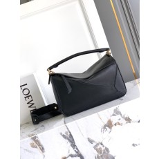 로에베 퍼즐 미디엄 블랙 리치문 가죽 핸드백 001-223869