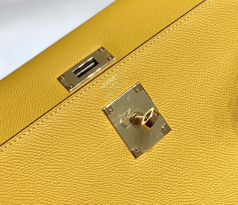 에르메스 엡솜 켈리 앰버 옐로우 핸드백 001-224042