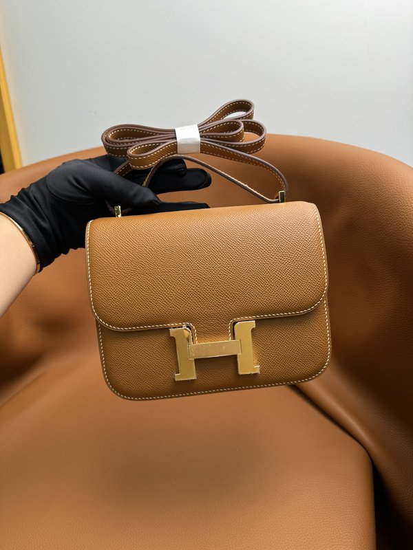 에르메스 콩상 19cm 골드브라운 엡솜 가죽 001-224303