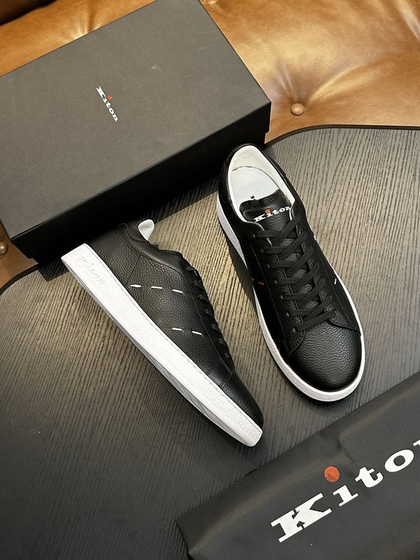Kiton 남성 송아지 가죽 스니커즈 001-224630