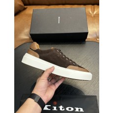 Kiton 남성 소가죽 스니커즈 001-224644