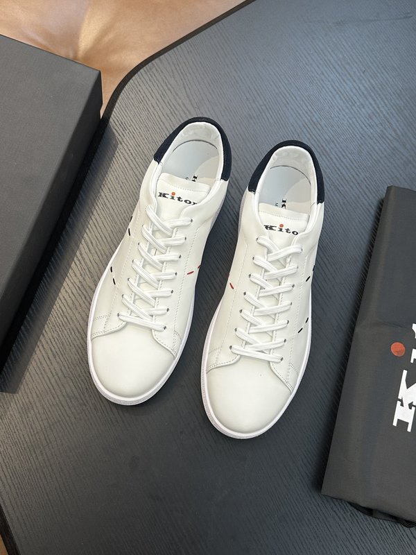 Kiton 남성 송아지 가죽 운동화 001-224655