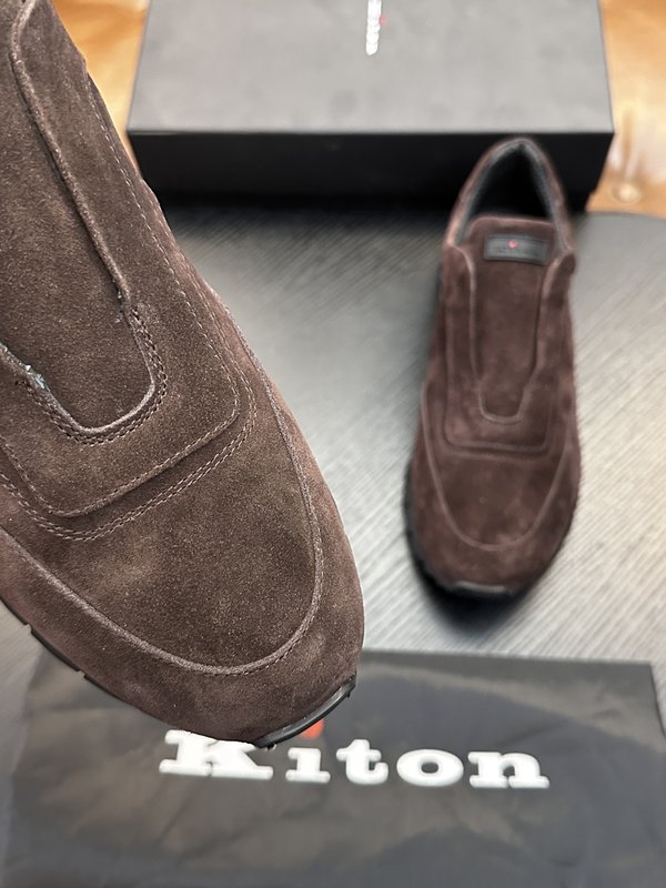 Kiton 남성 송아지 가죽 스니커즈 001-224699