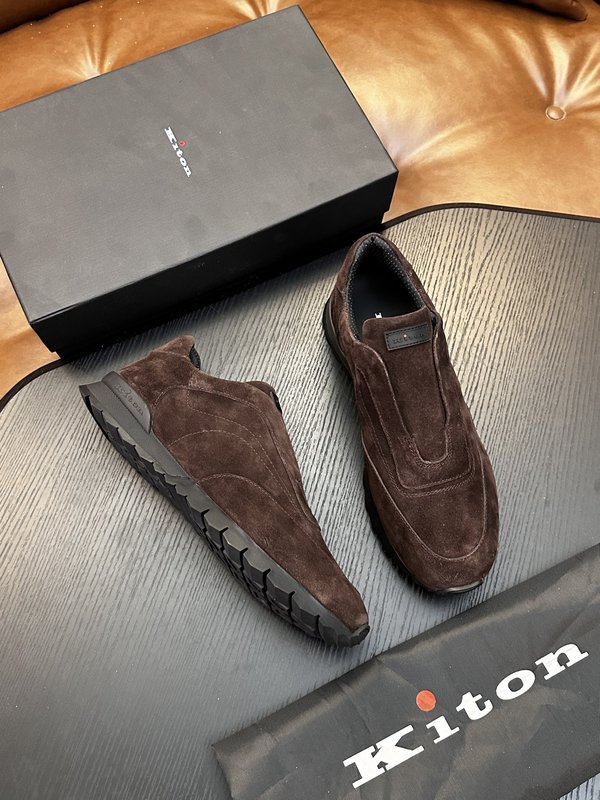 Kiton 남성 송아지 가죽 스니커즈 001-224699