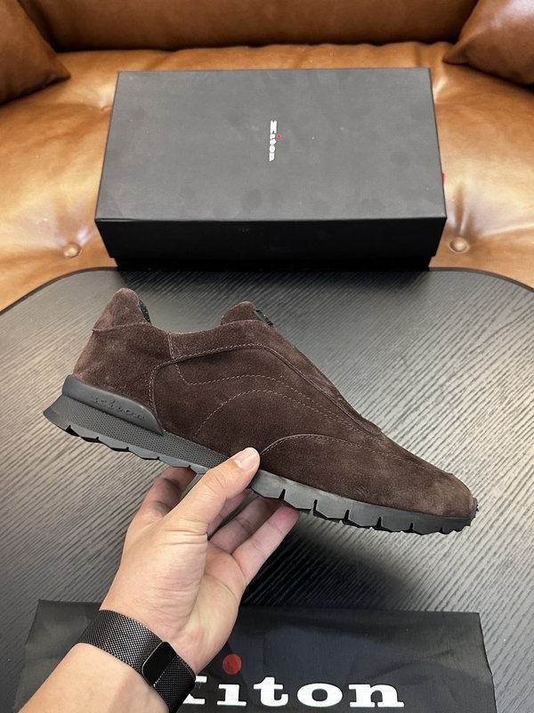 Kiton 남성 송아지 가죽 스니커즈 001-224699