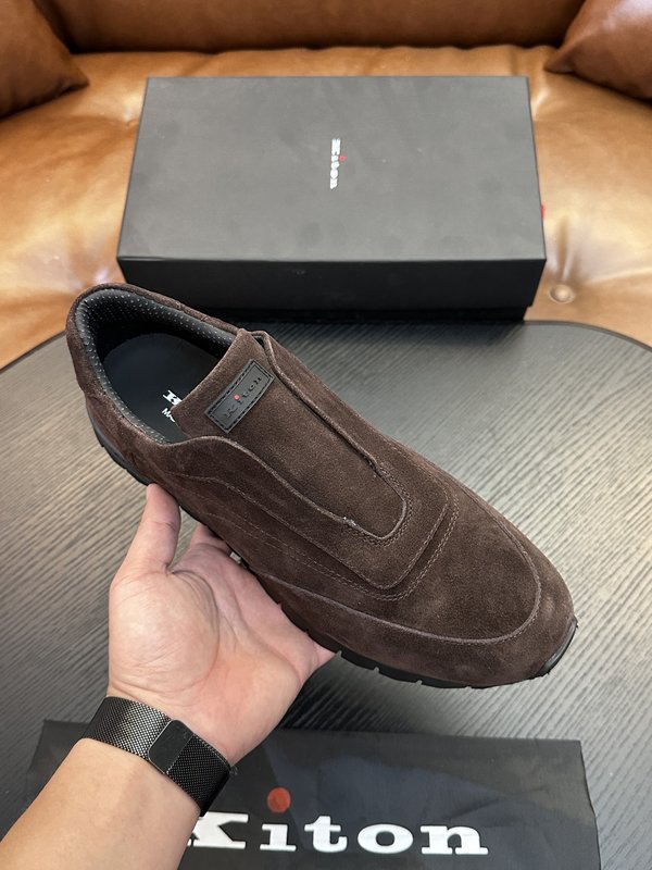 Kiton 남성 송아지 가죽 스니커즈 001-224699
