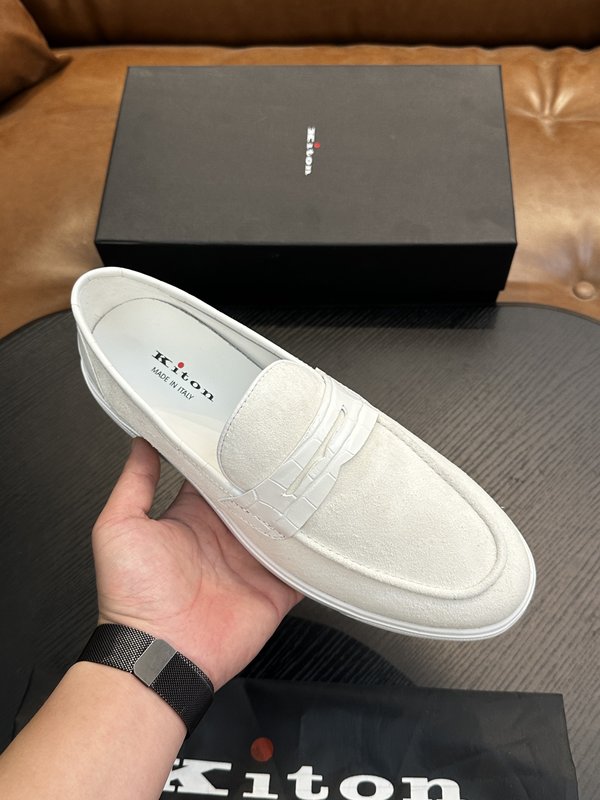 Kiton 남성 송아지 가죽 스니커즈 001-224731