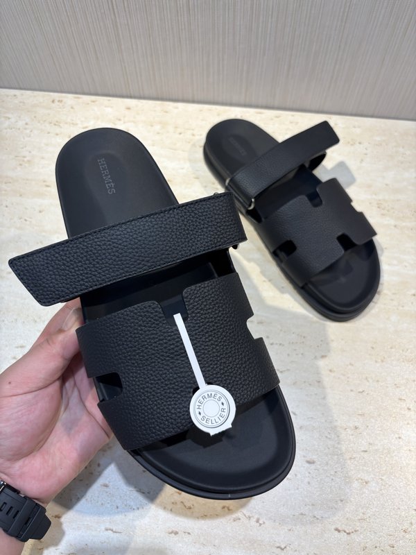 에르메스 H 로고 남성 가죽 슬리퍼 001-225718