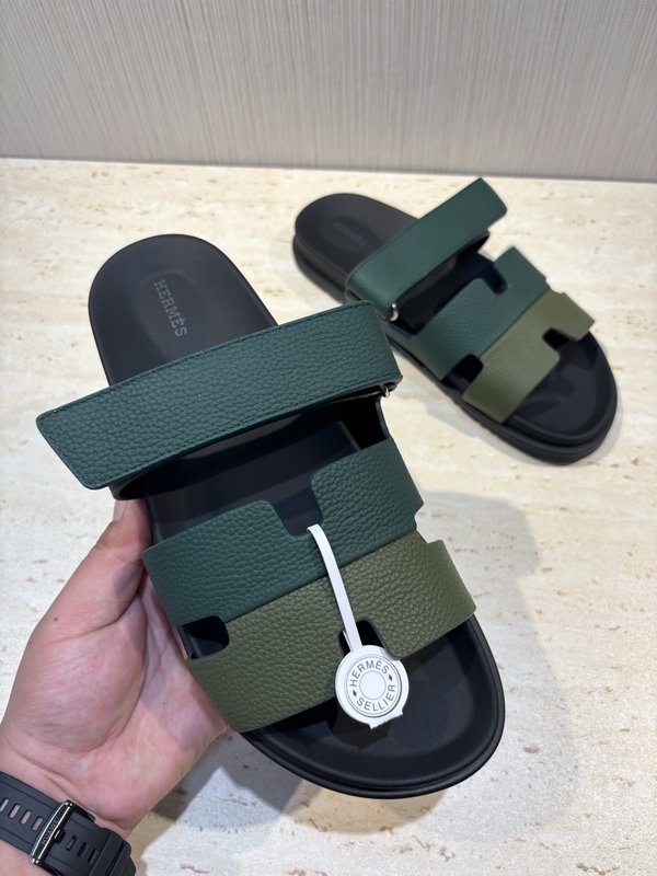 에르메스 H 로고 남성 가죽 슬리퍼 001-225737