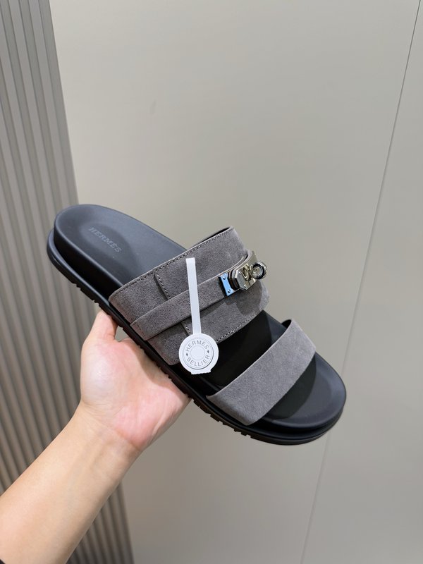 에르메스 H 버클 가죽 남성 슬리퍼 001-225742