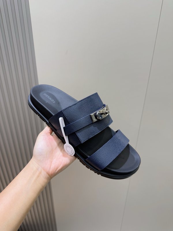 에르메스 H 버클 남성 가죽 슬리퍼 001-225754
