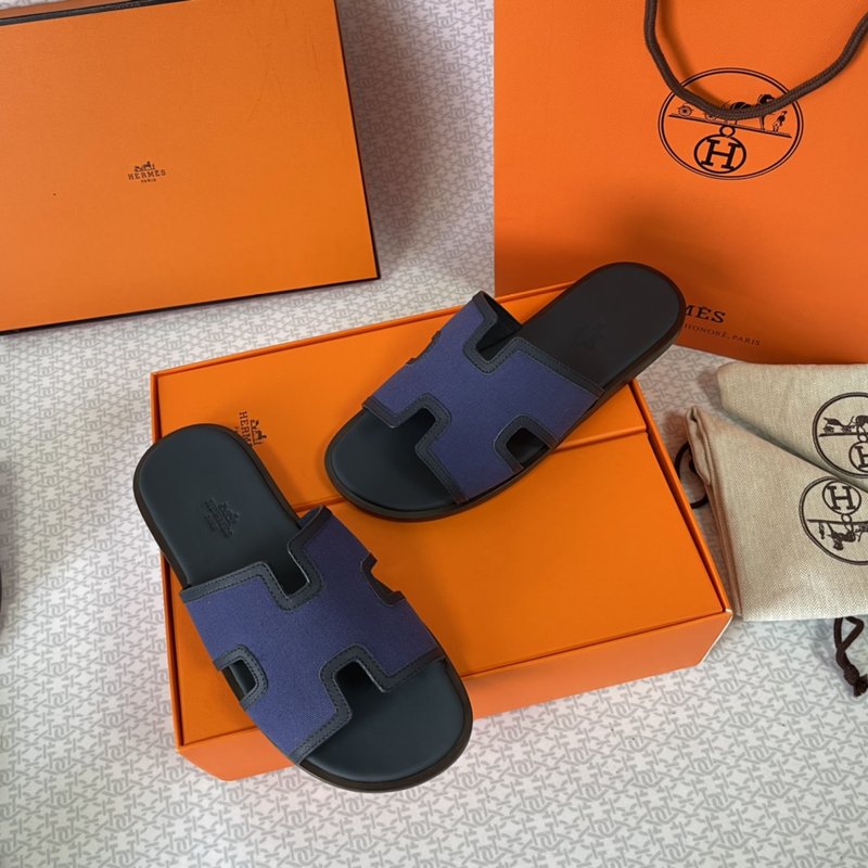 에르메스 H 버클 패브릭 가죽 바닥 슬리퍼 001-226291